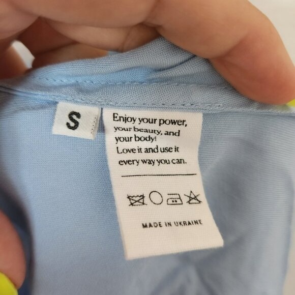 SLEEPER Voulez Vous Dancer Dress Small Baby Blue Slip Dress Feather Straps - Picture 8 of 12